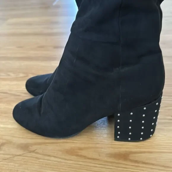 Black Suede Knee-High Boots - Picture 7 of 11